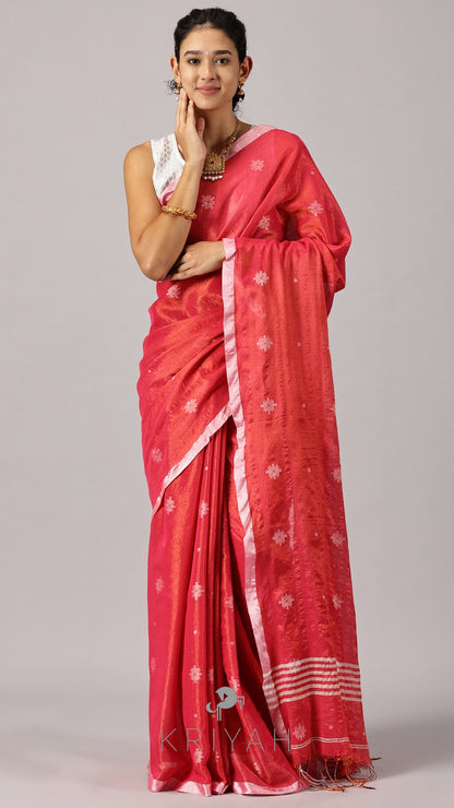 Pink Jamdhani Tissue Saree