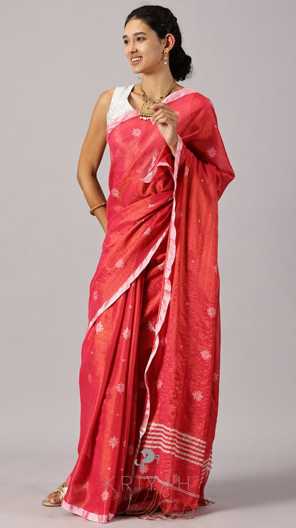 Pink Jamdhani Tissue Saree