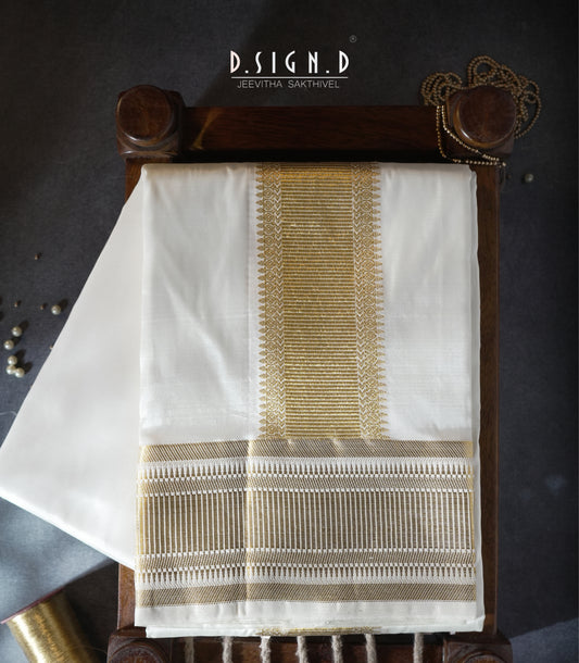 Premium Pure Silk dhoti - white