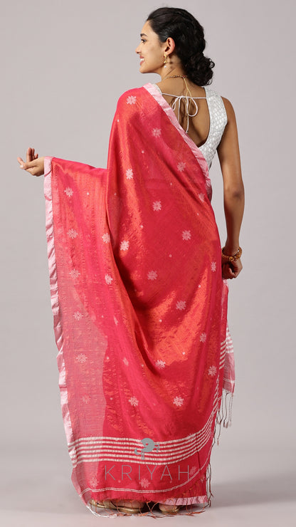 Pink Jamdhani Tissue Saree