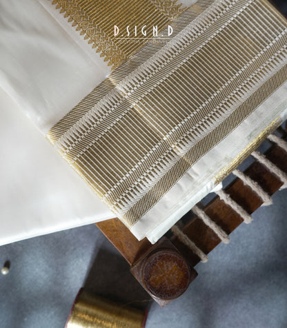 Premium Pure Silk dhoti - white