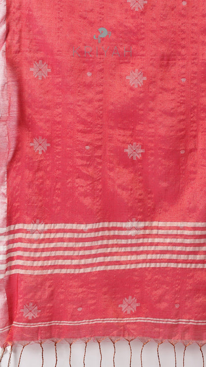 Pink Jamdhani Tissue Saree