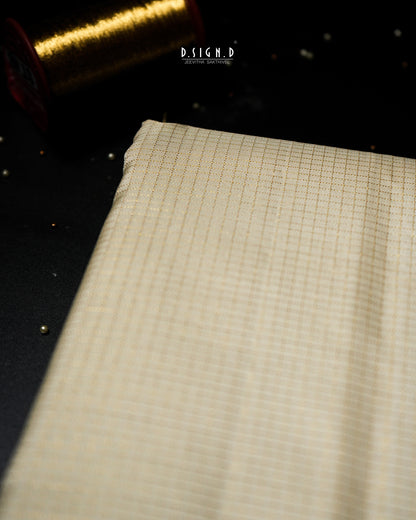 2G ZARI HANDLOOM - TRADITIONAL VAIRA OOSI BORDER PURE SILK DHOTI SET WHITE - 9x5