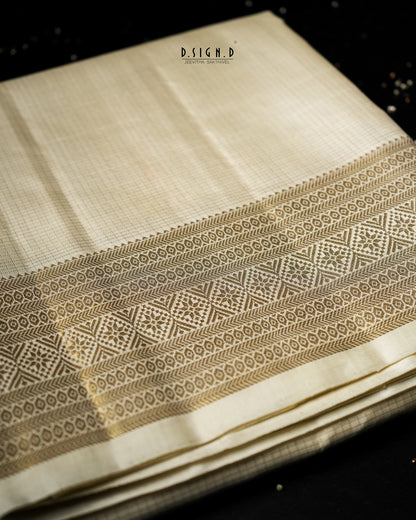 2G ZARI HANDLOOM - TRADITIONAL VAIRA OOSI BORDER PURE SILK DHOTI SET WHITE - 9x5