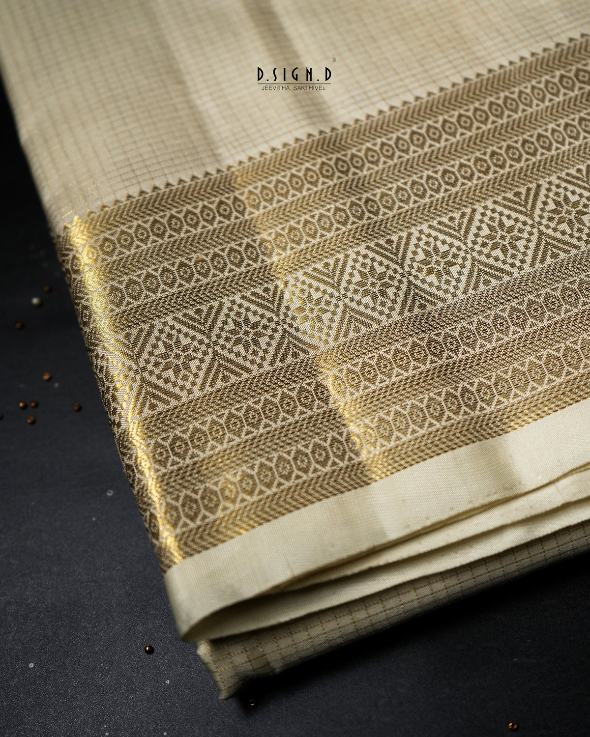 2G ZARI HANDLOOM - TRADITIONAL VAIRA OOSI BORDER PURE SILK DHOTI SET WHITE - 9x5