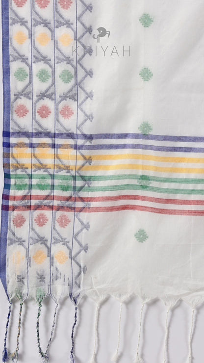 Avira - White Mul Saree