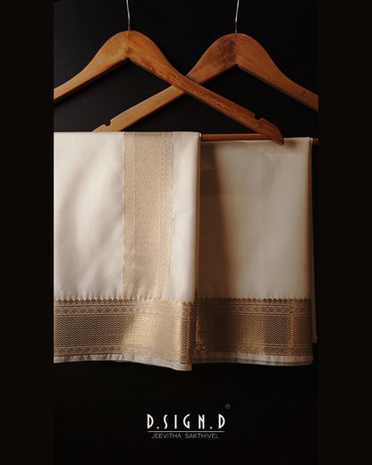 Classic- white fine silk dhoti set