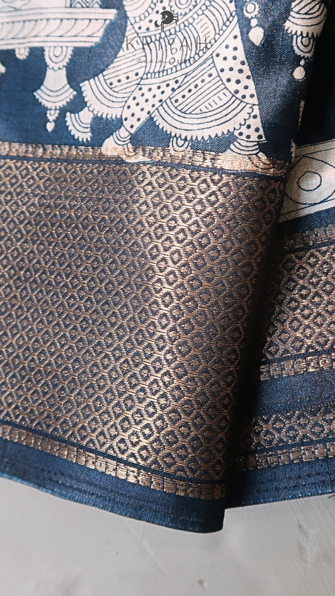 DOLA SILK SAREE WITH PALLENQUIN PRINT PEACOCK BLUE