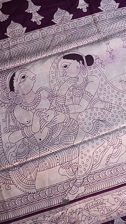 DOLA SILK SAREE WITH PALLENQUIN PRINTPURPLE