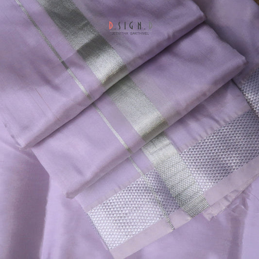 Lavender Semi silk dhoti & Shirt ( unstitched)