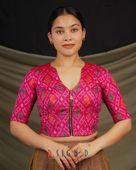 Heera Size flex Blouse - Ikat Pink