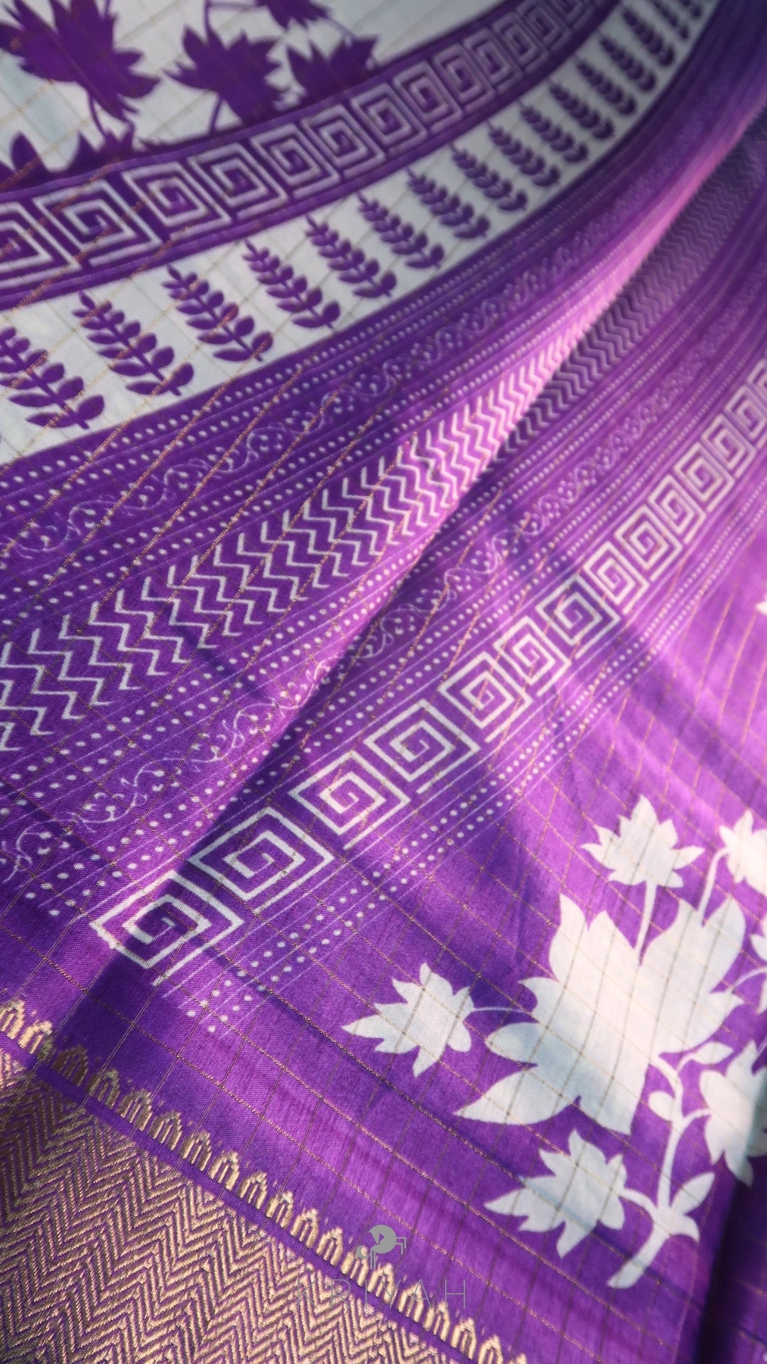 DOLA SILK SAREE WITH FLORAL PRINT PURPLE