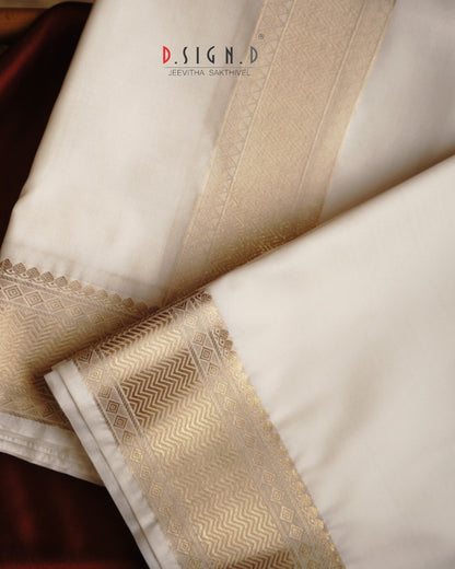 Classic- white fine silk dhoti set