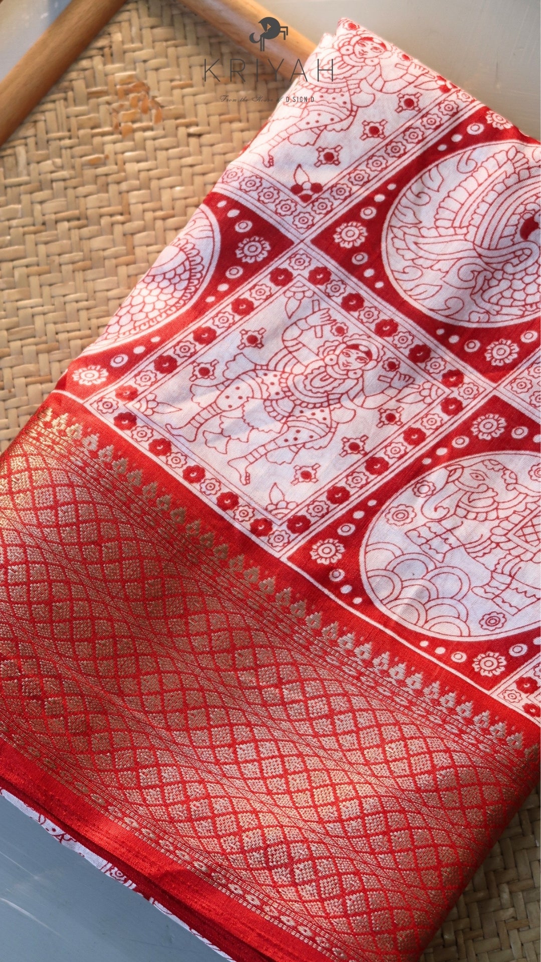 DOLA SILK SAREE WITH CHECKS PRINT RED