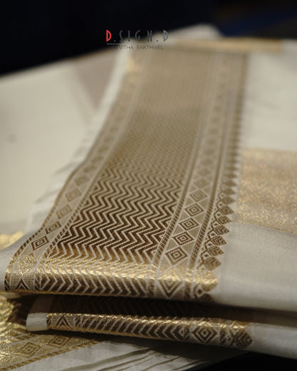 Classic- white fine silk dhoti set