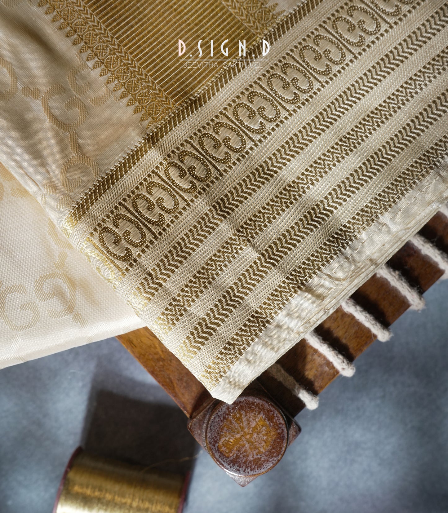 Desi Luxe designer silk dhoti- Cream