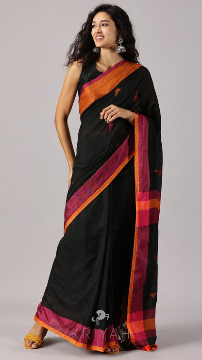 Avira - Black Mul Saree