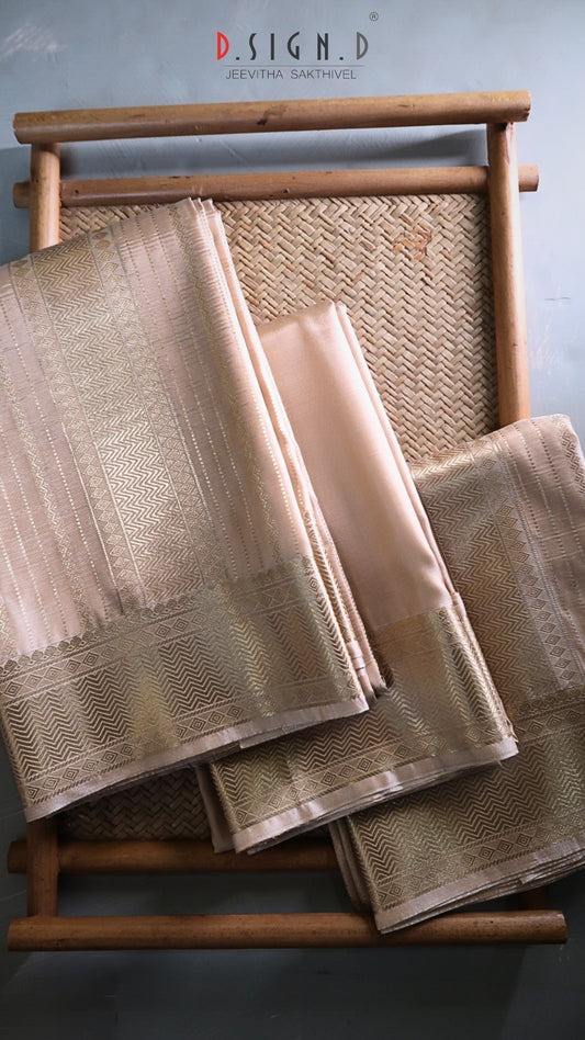 Copper Fine silk dhoti Set - Bridal