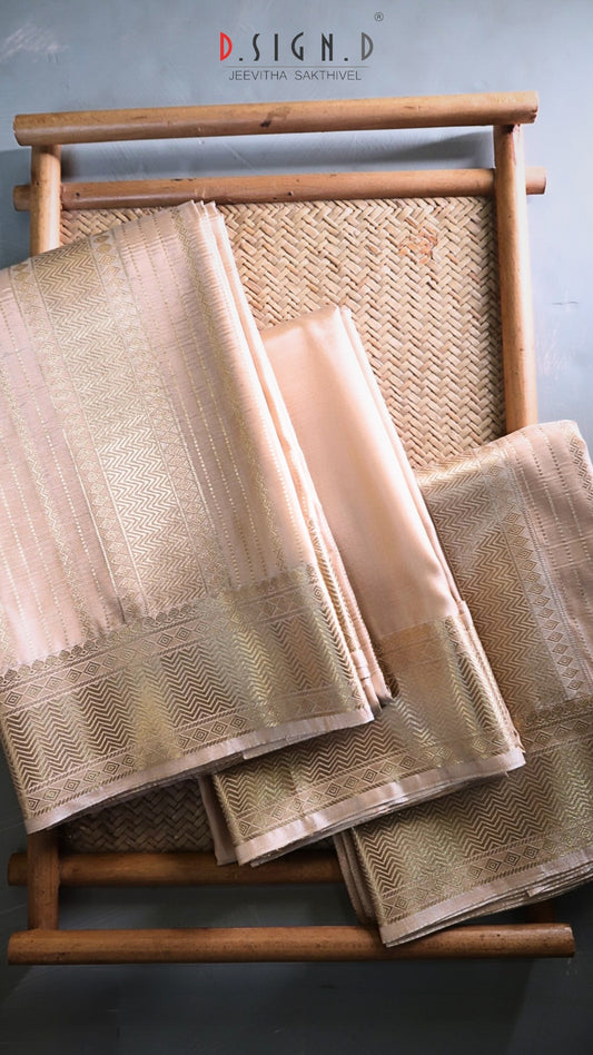 Beige Fine silk dhoti Set - Bridal