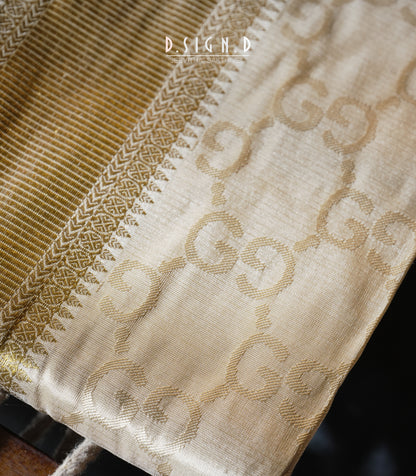 Desi Luxe designer silk dhoti- Cream