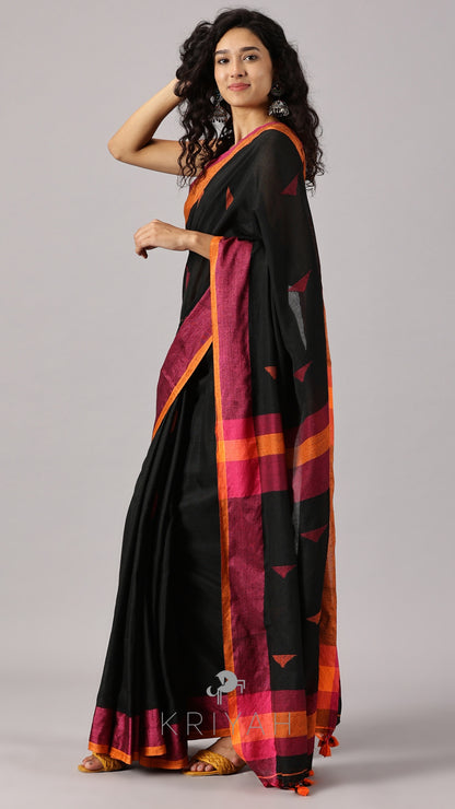 Avira - Black Mul Saree