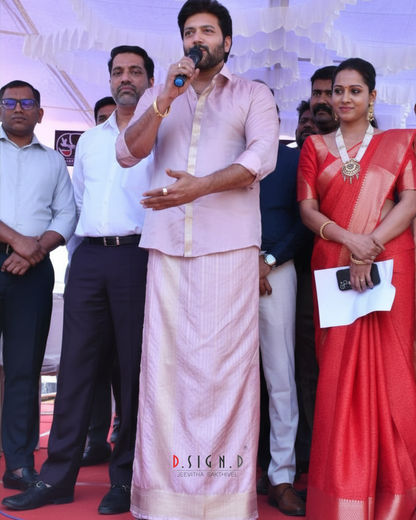 Bridal Rose Fine silk dhoti Set - Bridal