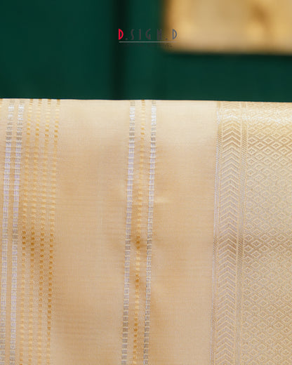 Vastra Silver Pin Stripes Fine silk dhoti Set - Bridal