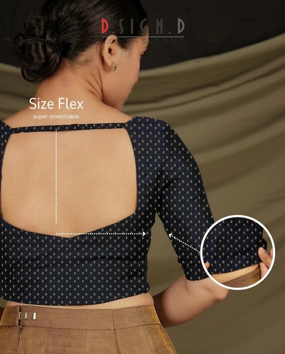 Heera Size flex Blouse - Navy Blue