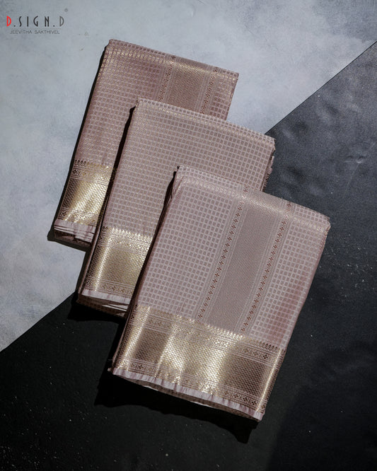 BRIDAL ROSE ZARI CHECK FINE SILK DHOTI SET