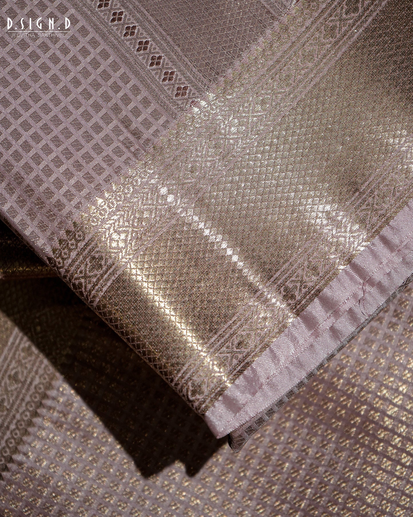 BRIDAL ROSE ZARI CHECK FINE SILK DHOTI SET