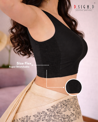 Sundari Sleeveless Size-Flex Blouse - Black