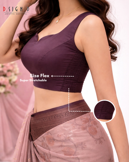 SUNDARI SLEEVELESS SIZE FLEX BLOUSE - BROWN