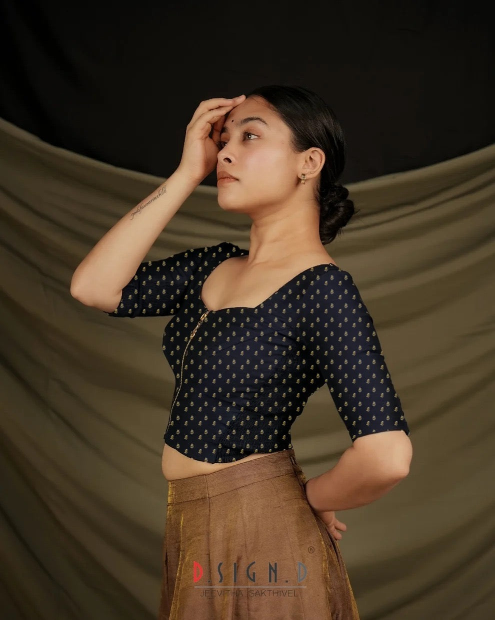 Heera Size flex Blouse - Navy Blue