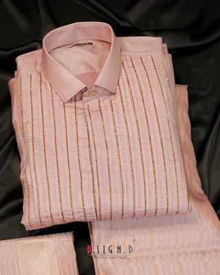 Rose Gold Embroidered fine Silk Shirt