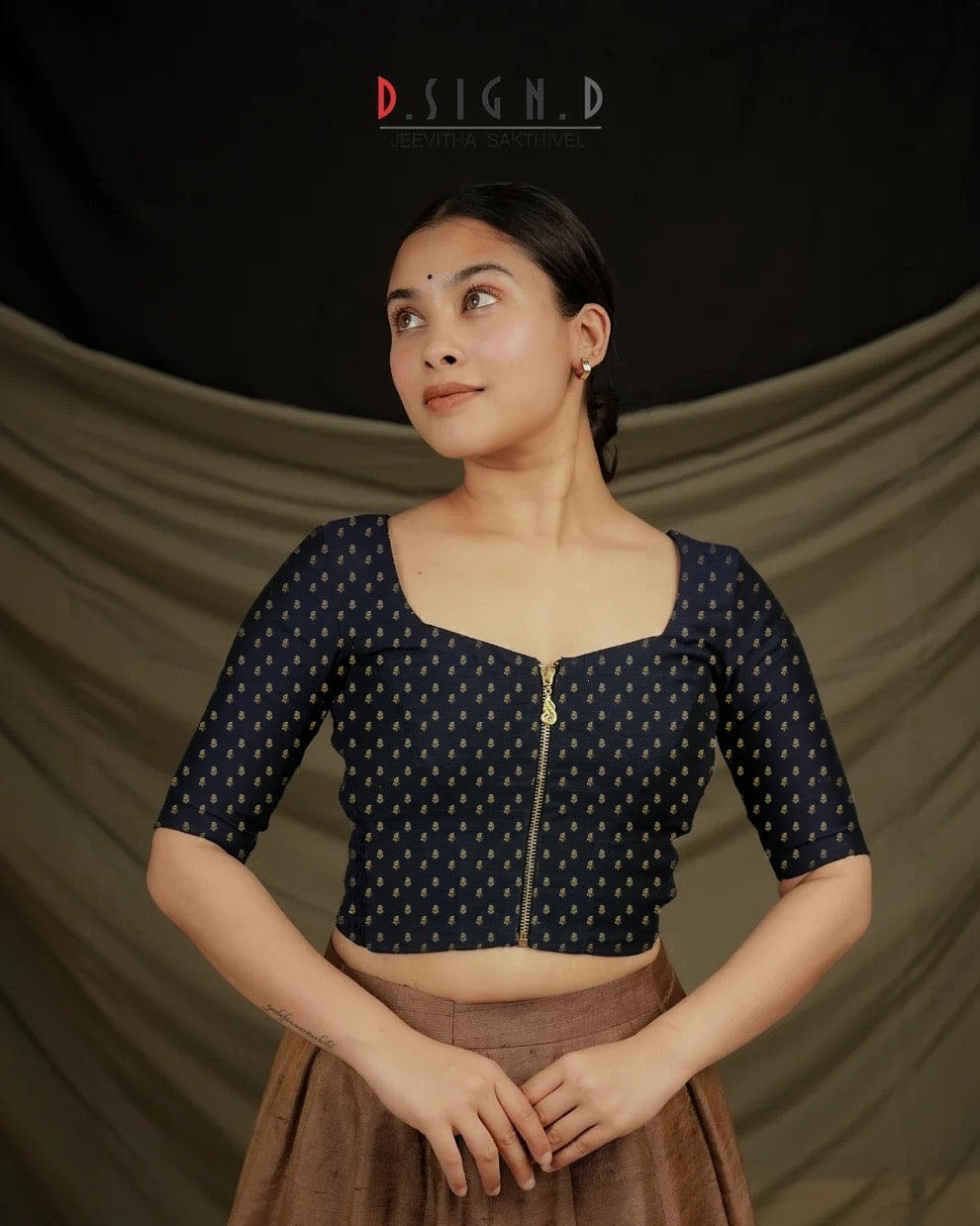 Heera Size flex Blouse - Navy Blue