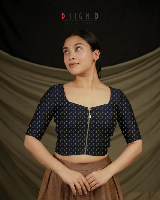 Heera Size flex Blouse - Navy Blue