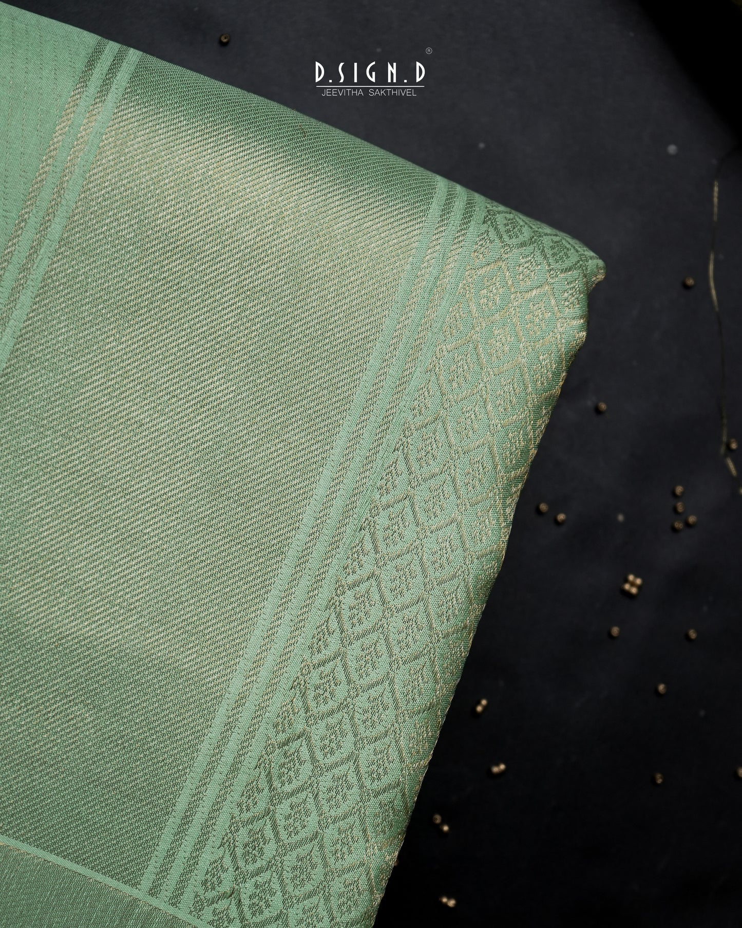 2G ZARI GOLD - PASTEL LUMINA PURE SILK DHOTI SET - 9x5 - PISTA GREEN