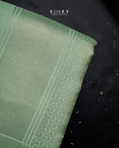 2G ZARI GOLD - PASTEL LUMINA PURE SILK DHOTI SET - 9x5 - PISTA GREEN