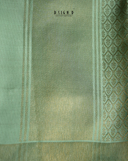 2G ZARI GOLD - PASTEL LUMINA PURE SILK DHOTI SET - 9x5 - PISTA GREEN