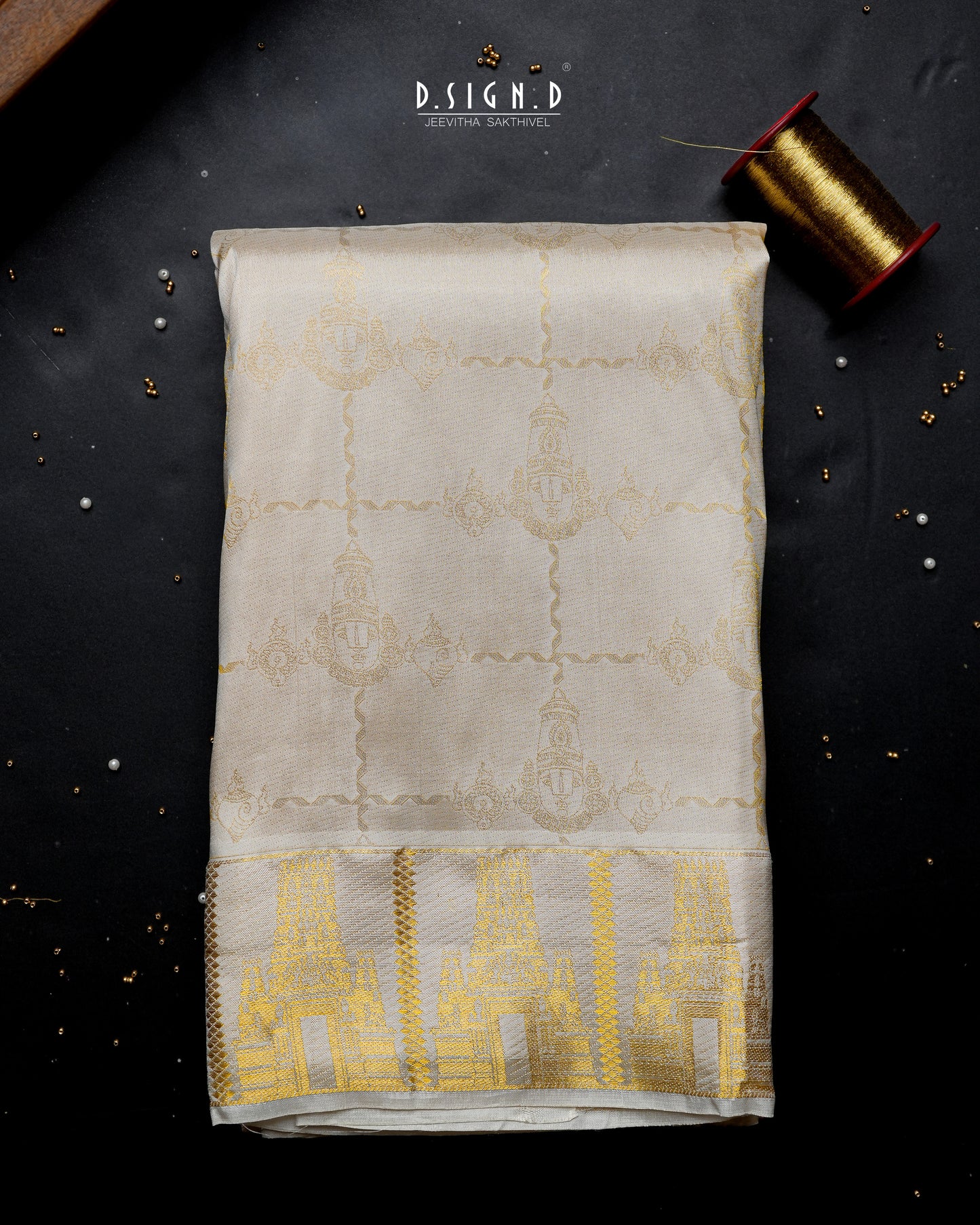 2G ZARI HANDLOOM - DIVINE BORDER PURE SILK DHOTI SET - 9x5