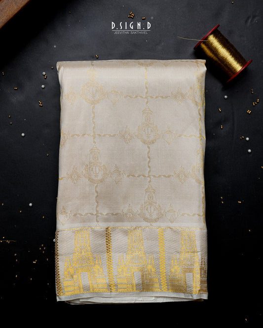 2G ZARI HANDLOOM - DIVINE BORDER PURE SILK DHOTI SET - 9x5