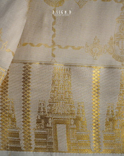2G ZARI HANDLOOM - DIVINE BORDER PURE SILK DHOTI SET - 9x5