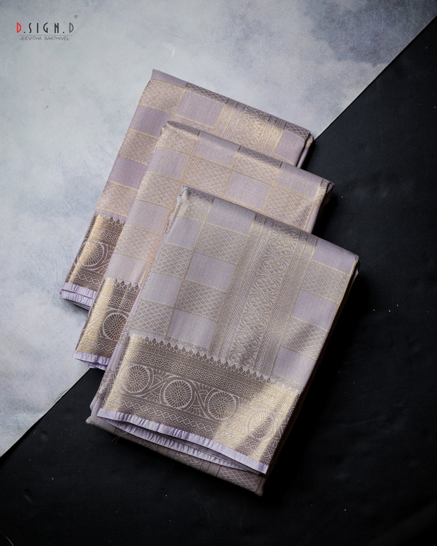 LAVENDER TISSUE KATTAM FINE SILK DHOTI SET