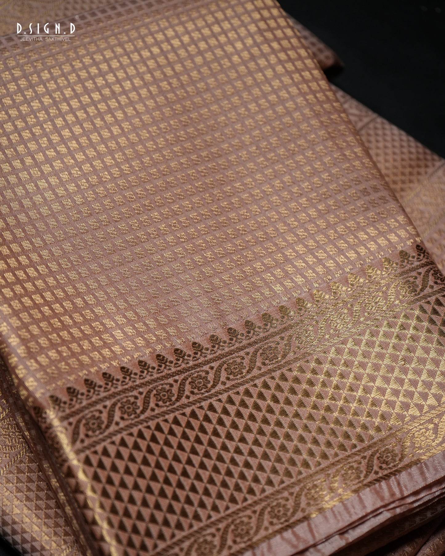 ZARI CHECK FINE SILK DHOTI SET - COPPER