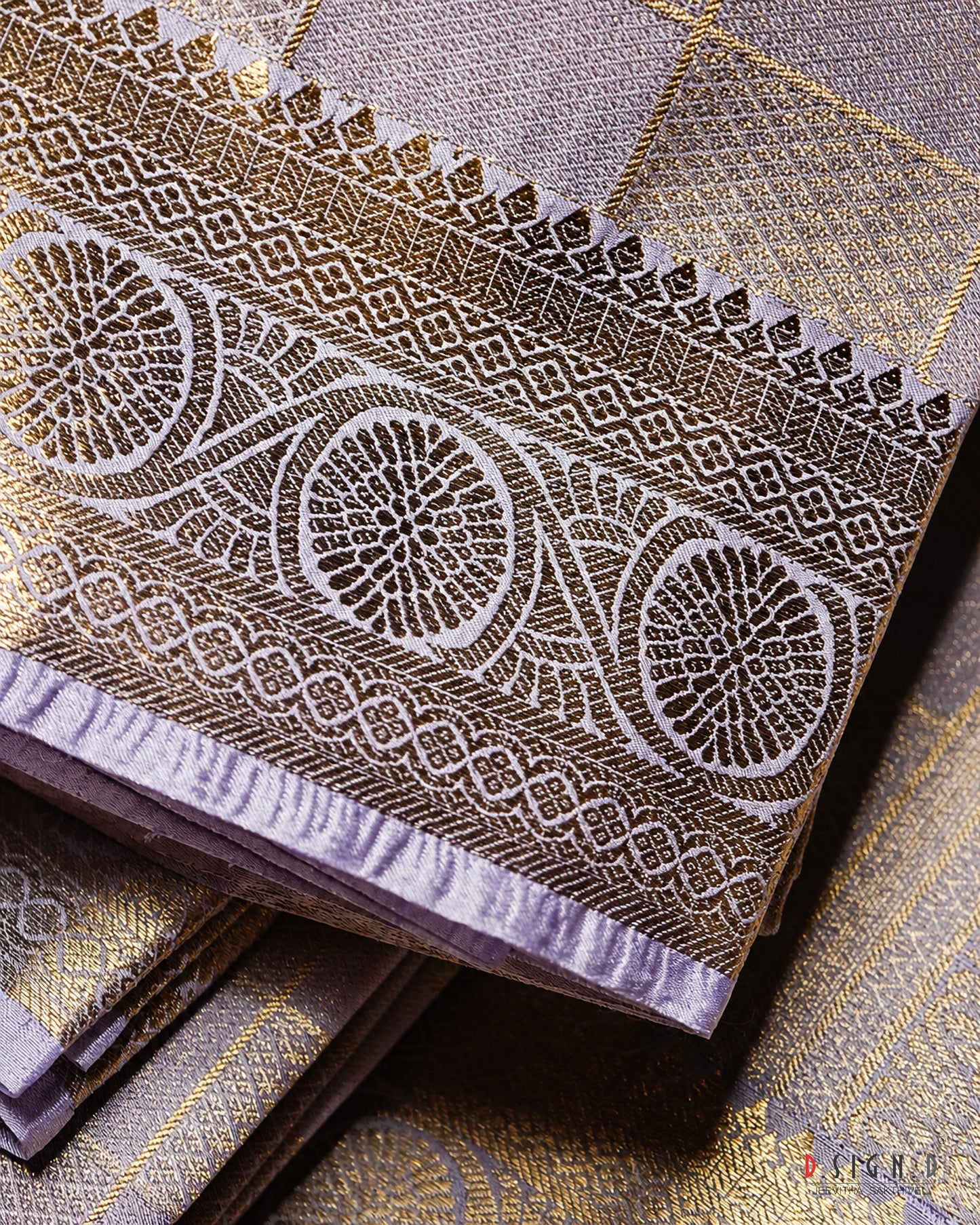 LAVENDER TISSUE KATTAM FINE SILK DHOTI SET