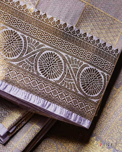 LAVENDER TISSUE KATTAM FINE SILK DHOTI SET