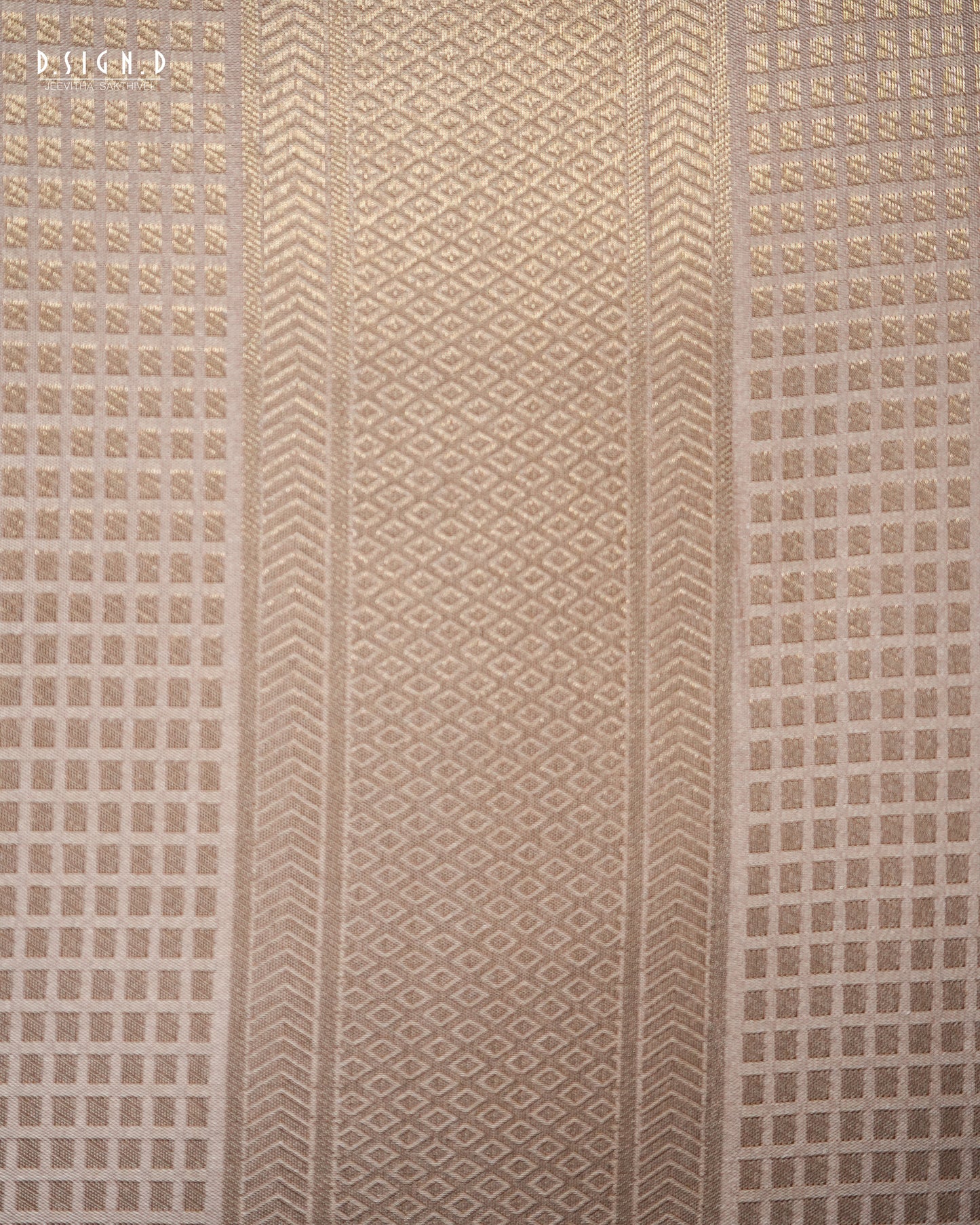 ZARI CHECK FINE SILK DHOTI SET - ROSE GOLD