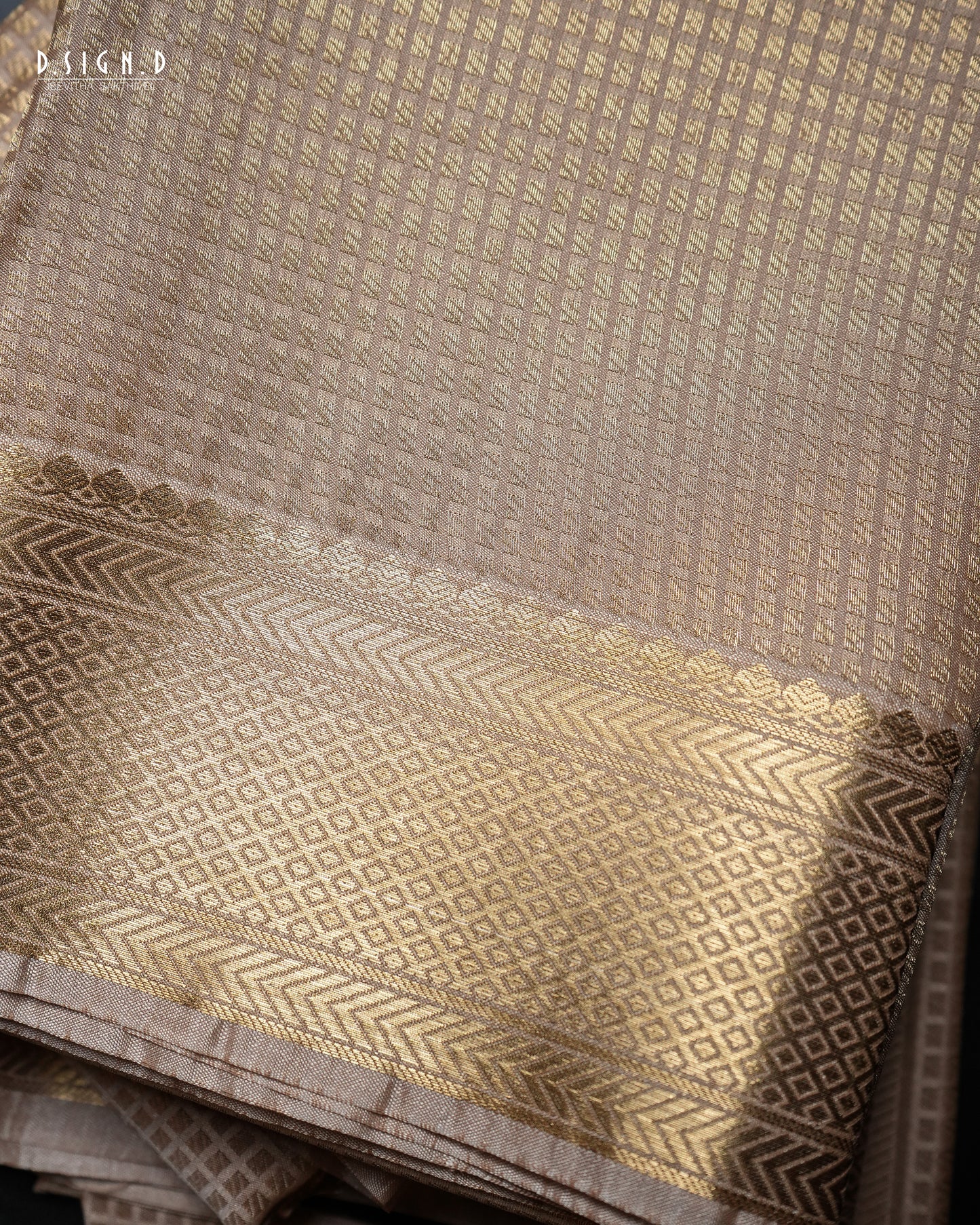 ZARI CHECK FINE SILK DHOTI SET - ROSE GOLD
