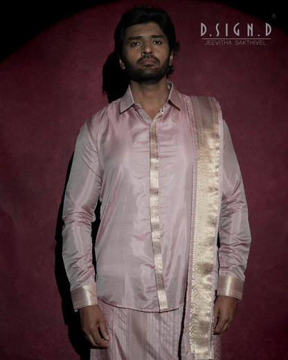 Bridal Rose Fine silk dhoti Set - Bridal