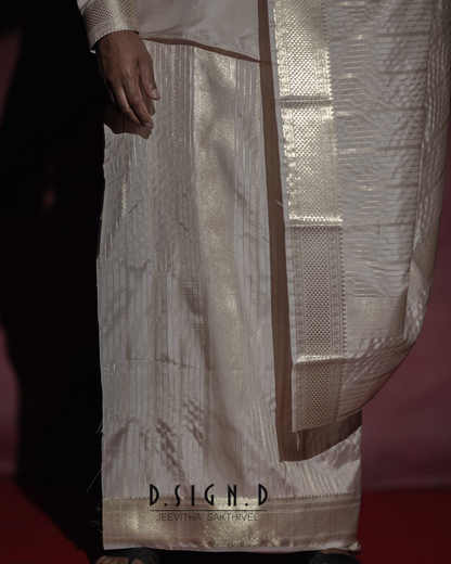 Beige Fine silk dhoti Set - Bridal